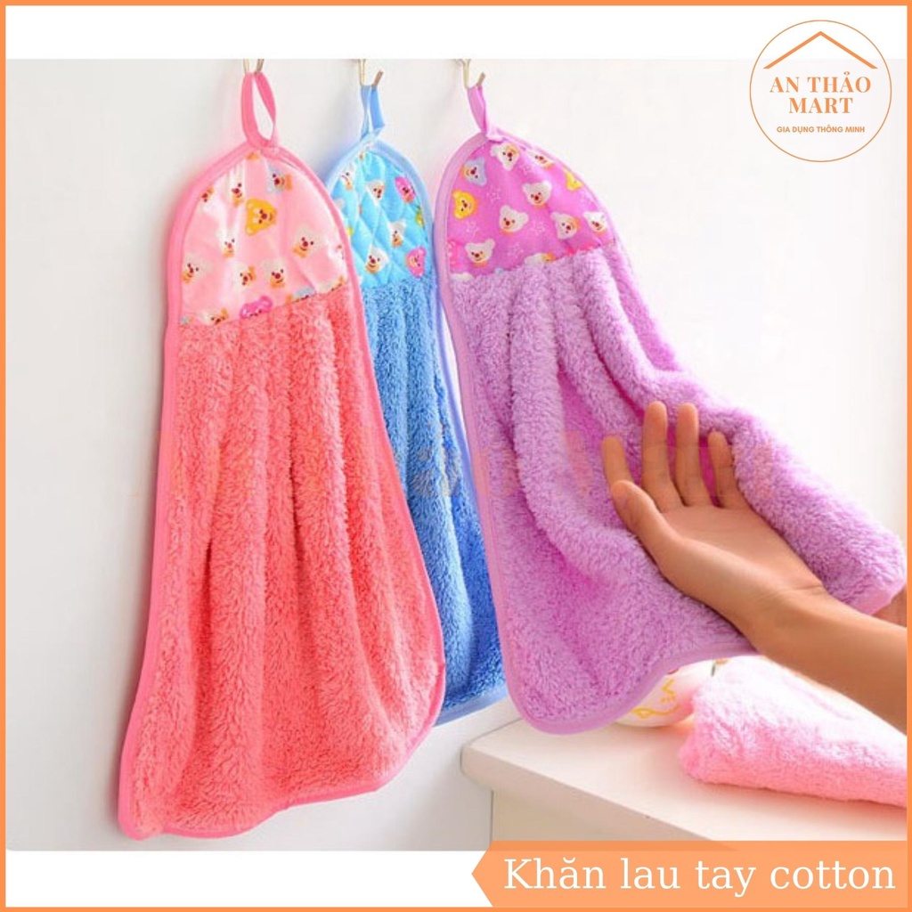 Khăn Lau Tay Cotton Nhà Bếp Có Móc Treo Tường Thấm Hút Tốt