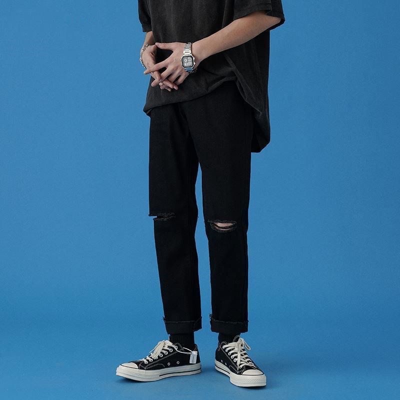 QUẦN BAGGY JEANS ỐNG SUÔNG RÁCH GỐI UNISEX NAM NỮ