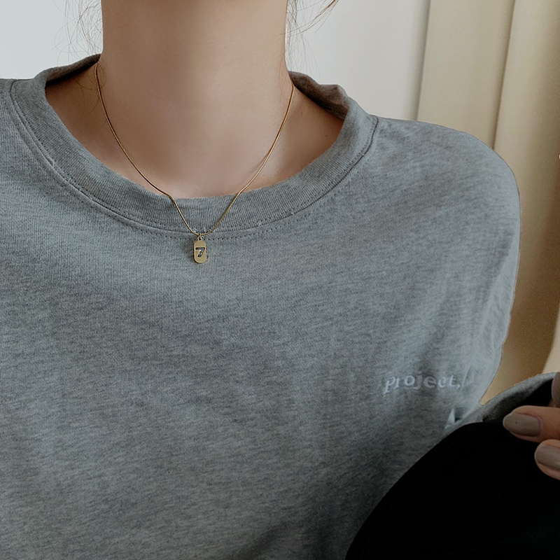 Dây Chuyền Mặt Số 7 Bằng Titan Chống Gỉ Phong Cách Hàn Quốc Cho Nữ