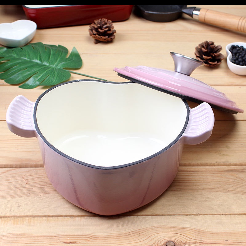 Nồi gang phủ gốm tráng men mẫu trái tim 19cm