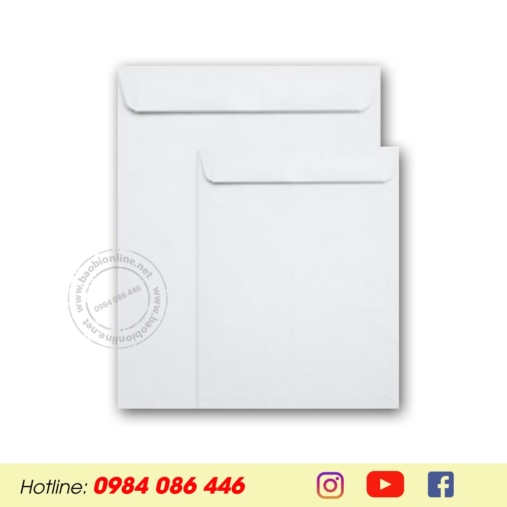 20 BAO THƯ  TRẮNG GIẤY FORT 80/100/120GSM NẮP NGANG 25x35CM CÓ SẴN - BAOBIONLINE