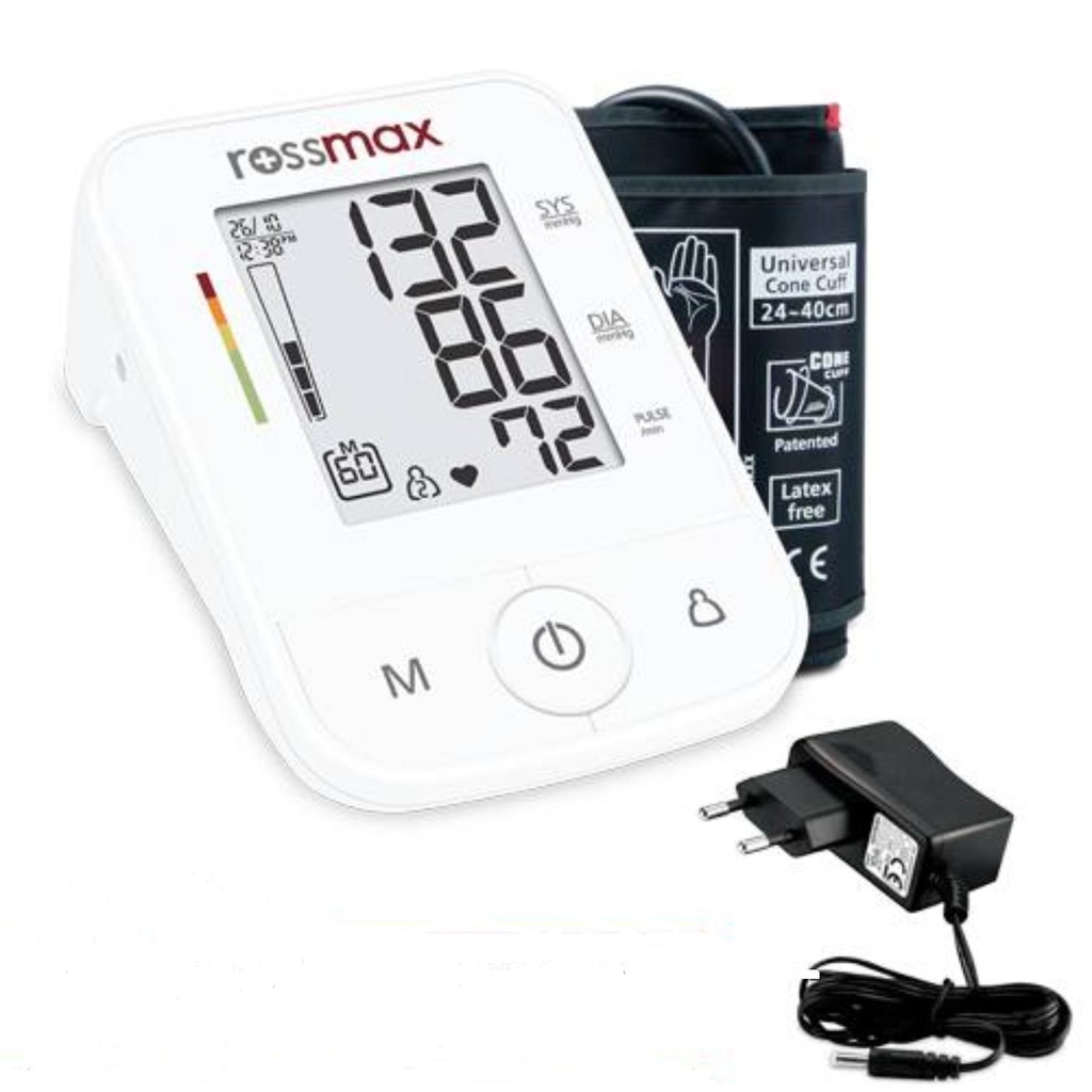Máy đo huyết áp bắp tay Rossmax Monitoring kèm cục sạc nguồn  bảo hành 3 năm máy theo dõi huyết áp