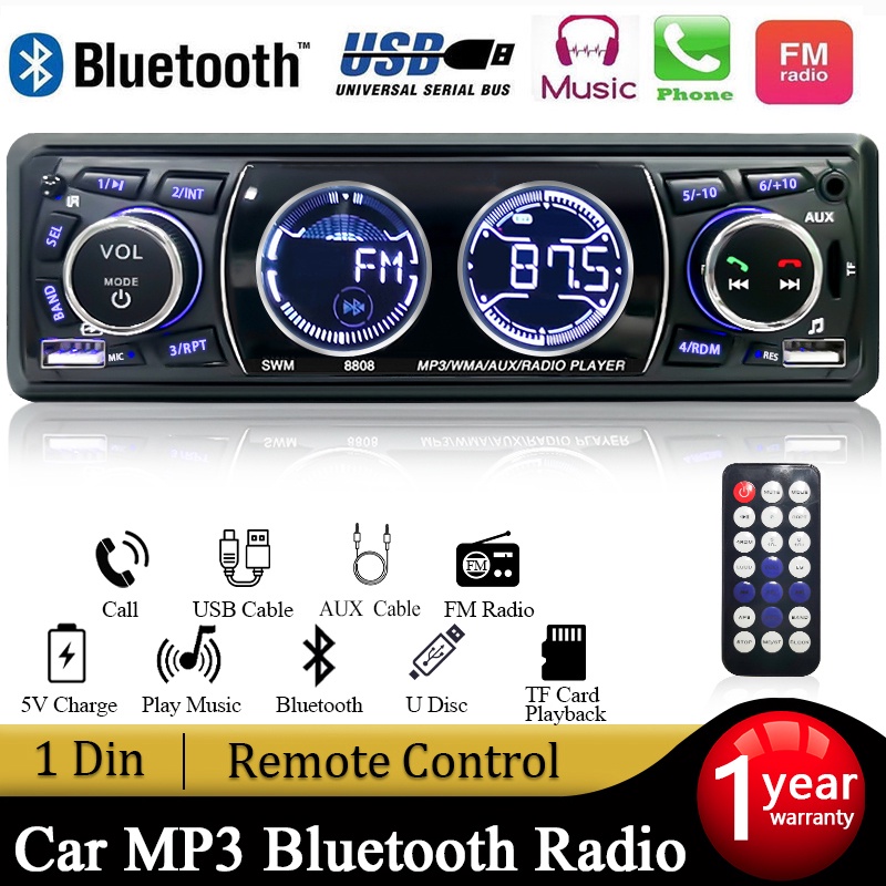 8808 Car Radio 1din Bluetooth Stereo Máy nghe nhạc MP3