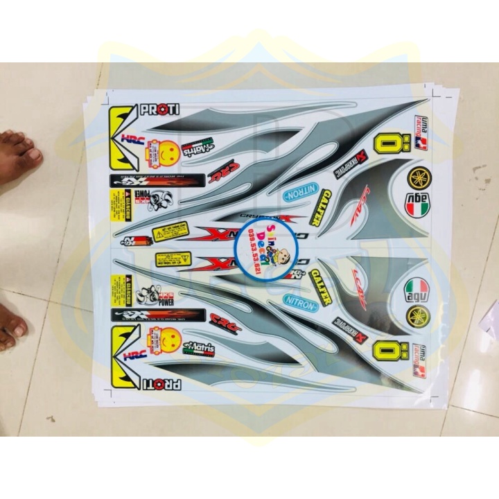 ( Quí khách vui lòng mang ra tiệm cho thợ dán ) Tem exciter 2010 lửa trắng xanh ngọc