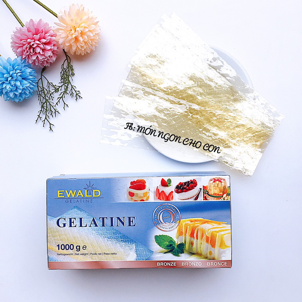 Lá Gelatin, Gelatin Elwald Đức Làm Kẹo Dẻo, Pudding, Thạch Cho Bé