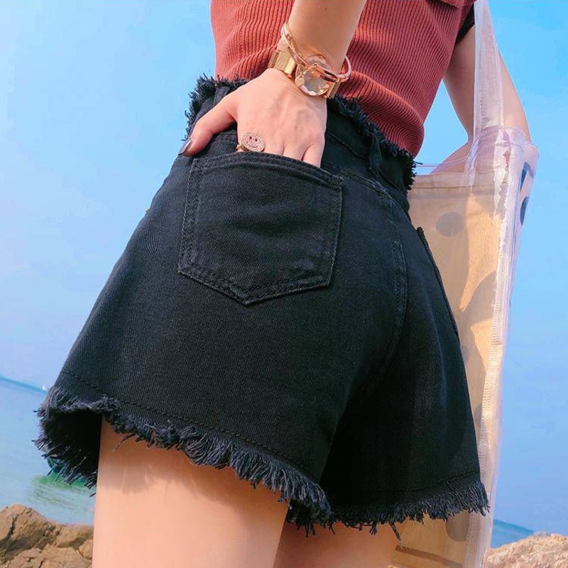 Quần Short Denim Lưng Cao Ống Rộng Thiết Kế Mới Năng Động Thời Trang Mùa Hè Dành Cho Nữ