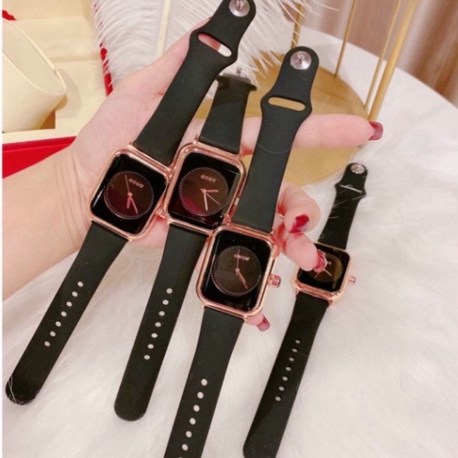 Đồng hồ nữ guou quai silicol bản dây aple donghonu mặt chữ nhật | BigBuy360 - bigbuy360.vn