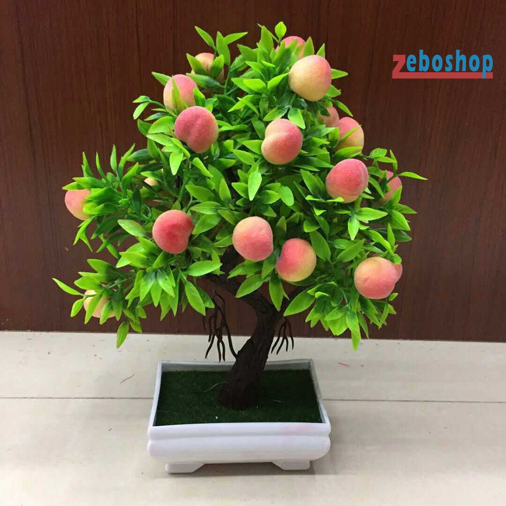 Chậu Cây Đào Giả Bằng Nhựa Tự Nhiên Dùng Trang Trí Nhà Cửa