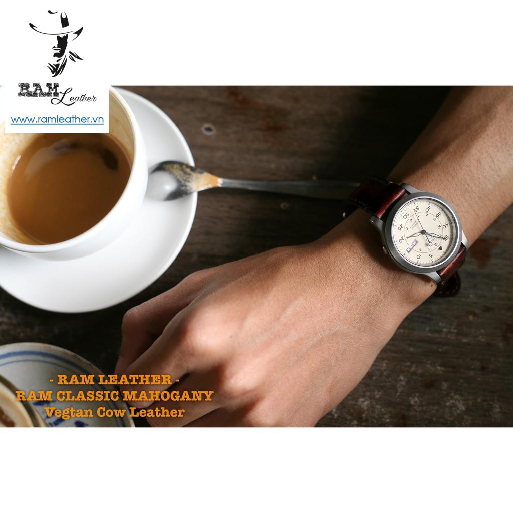 Dây Đồng Hồ Ram Classic Mahogany - Da Bò Thật Bền Đẹp Thuộc Bằng Thảo Mộc