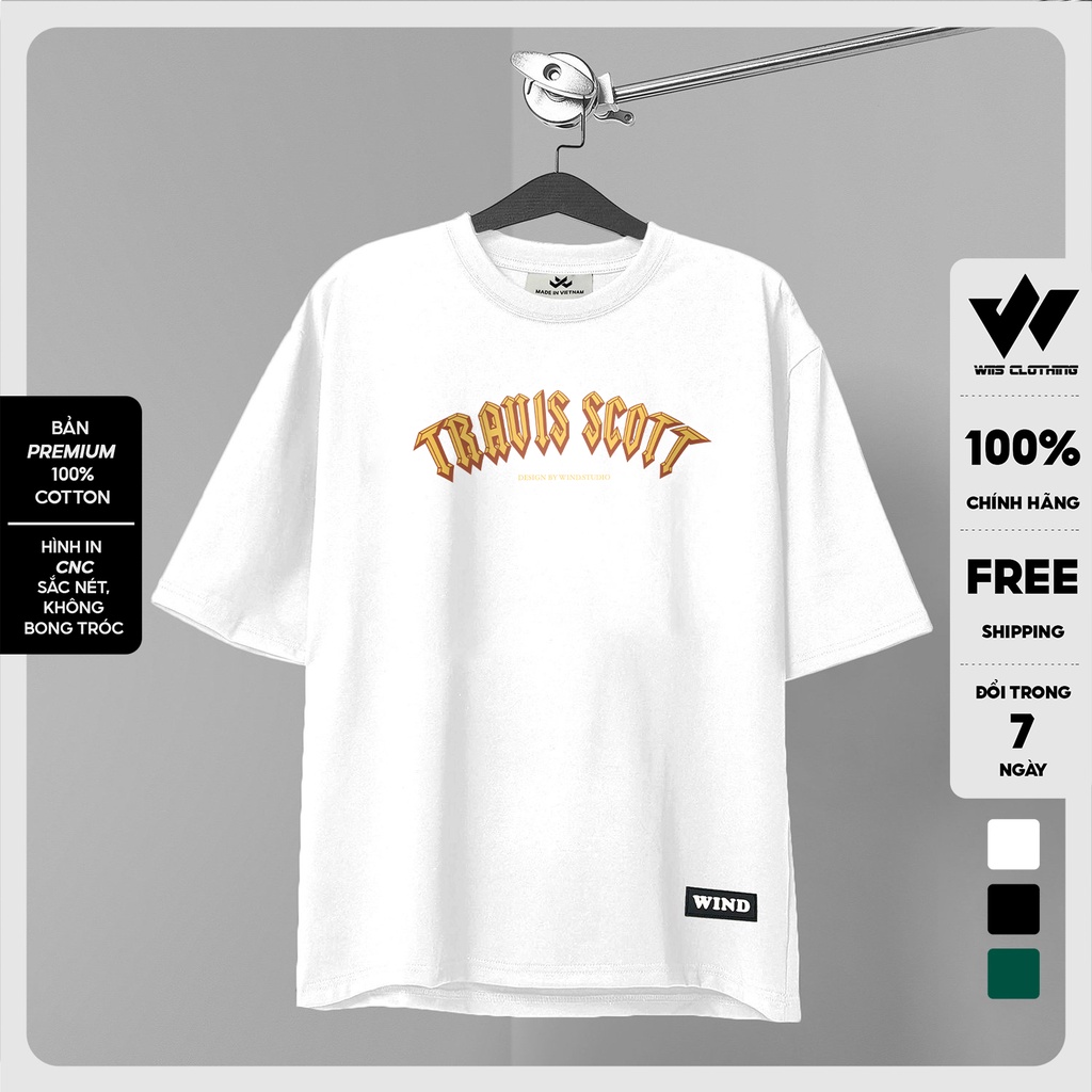 Áo thun tay lỡ unisex WIIS TRAVIS phông form rộng 65% Cotton nam nữ oversize ulzzang