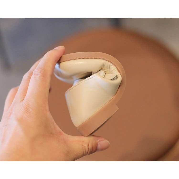 Giày Búp Bê Da Mềm Mũi Vuông Màu Trơn Dễ Phối Đồ Thời Trang Cho Bé Gái 1-8 Tuổi