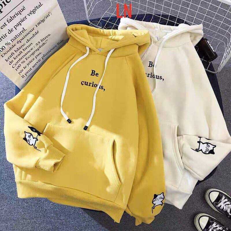 Áo hoodie hai mèo con in tay LNG1119