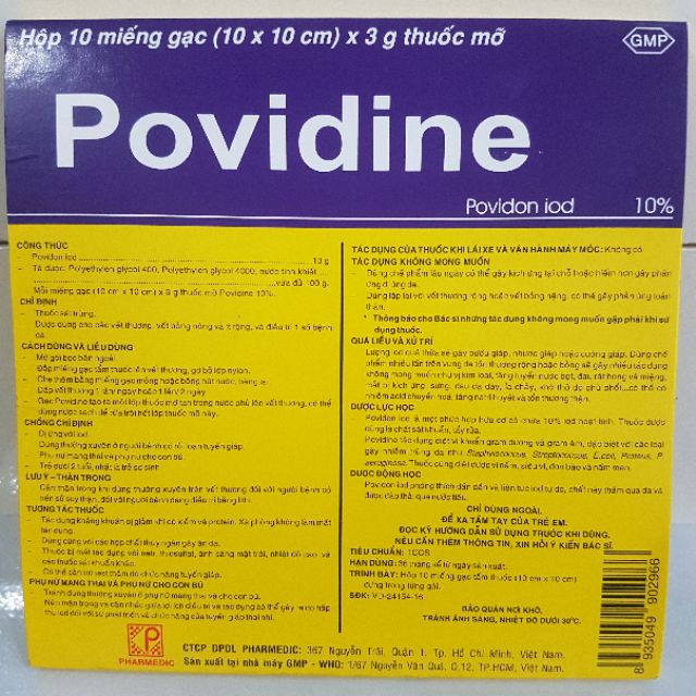 Gạc sát trùng Povidine 10cm x 10cm - Đông Anh Pharmart