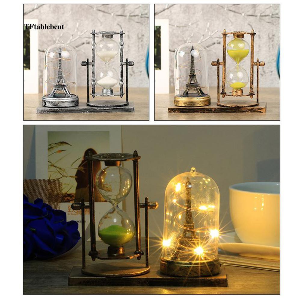 2Pcs Vintage Hourglass LED Light Tower Desk Table Lamp Home Holiday Decor Gifts