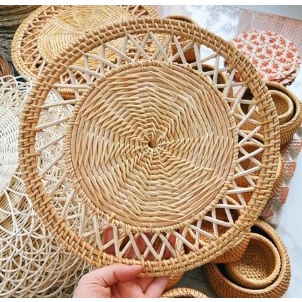 Đĩa mây đĩa cói treo tường siêu vintage hàng xuất khẩu bền đẹp