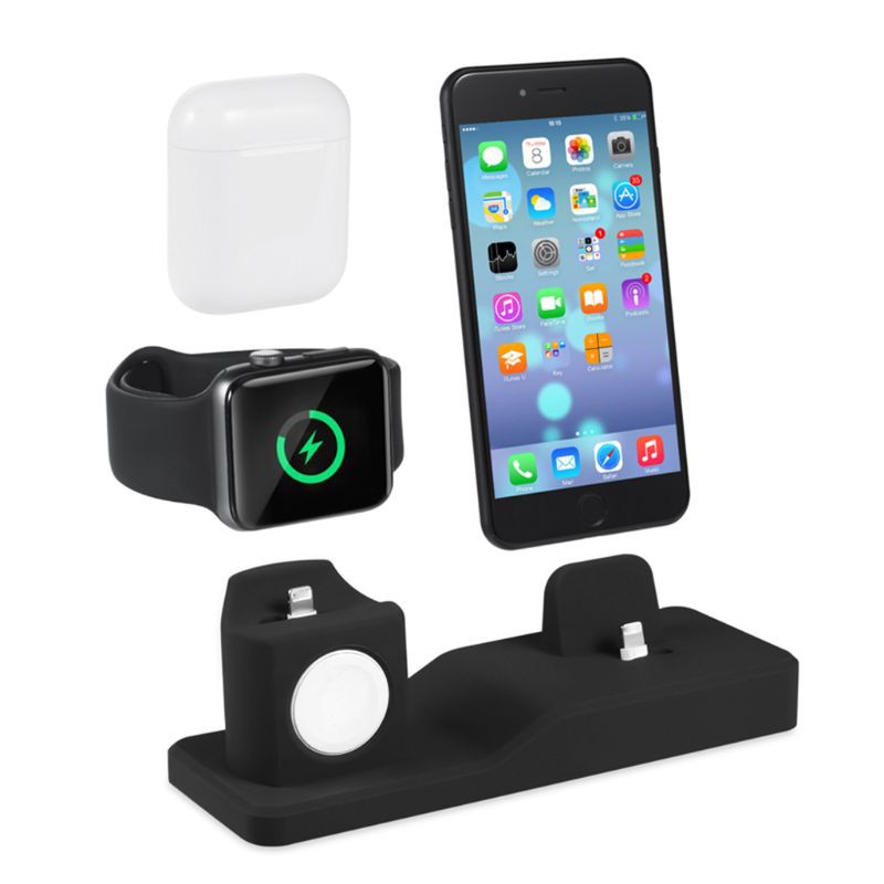 Giá đỡ silicon 3 trong 1 thích hợp cho đồng hồ Apple Iphone X Xs Xr Max 6 7 8