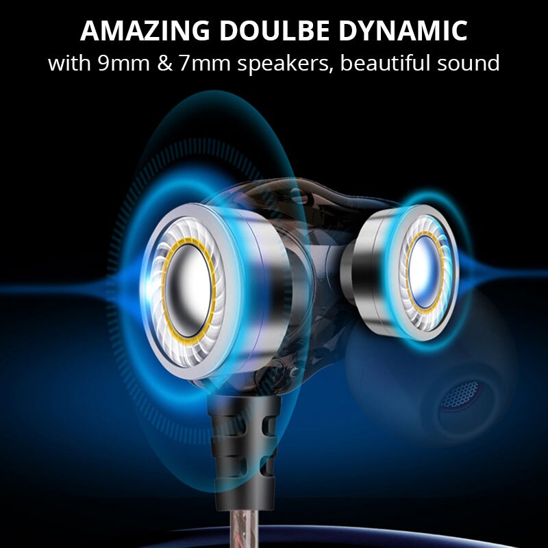 Fashion Dual Drivers Earphone High Bass Stereo Earphones Headset Sport Wired Earbuds 3.5mm With Mic For Meizu Xiaomi Sony