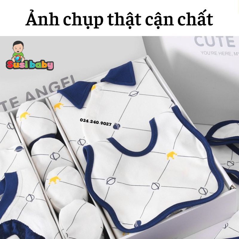 [KÈM QUÀ TẶNG] SET ĐỒ SƠ SINH 19 CHI TIẾT CAO CẤP 2 MÀU HỒNG XANH CHO BÉ TRAI BÉ GÁI LÀM QUÀ ĐẦY THÁNG