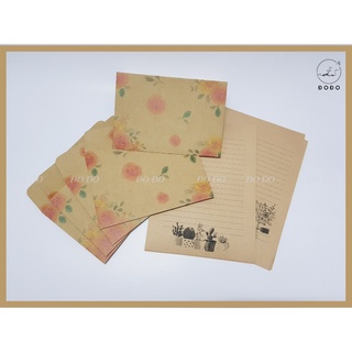 Combo 5 bì thư và 10 tờ giấy kraft viết thư phong cách vintage Hàng Loại 1 chất lượng cao