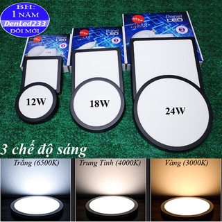 Đèn led ốp trần viền đen 12w-18w-24w sáng 3 chế độ. bảo hành 2 năm