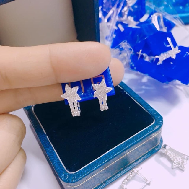 Bông tai bạc nữ ngôi sao may mắn đính đá nhỏ chất liệu bạc ta sáng đẹp bền màu/ Trang sức JQN