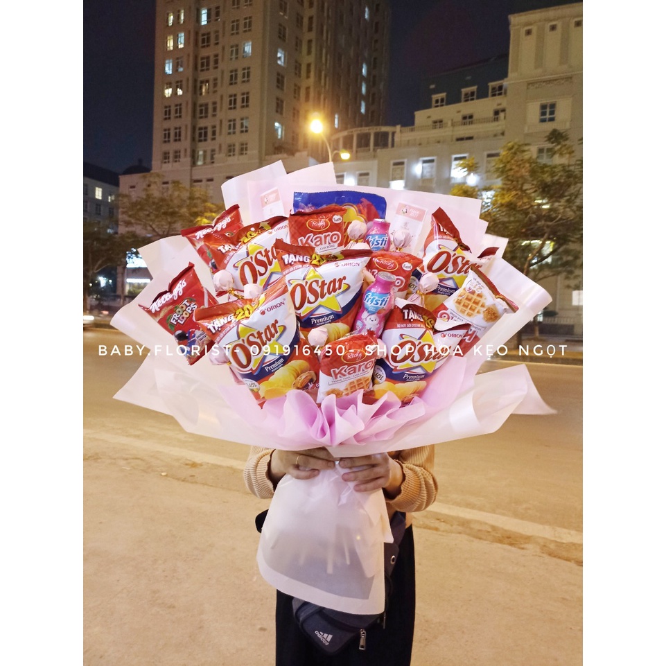 Bó hoa đồ ăn vặt- Bó hoa snack, bim bim