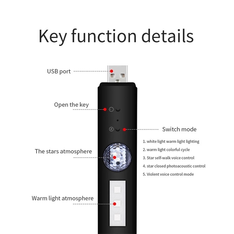 Đèn LED RGB Không Dây Nhiều Màu Sắc Ánh Sáng Đa Chế Độ Trang Trí Nội Thất Xe Hơi