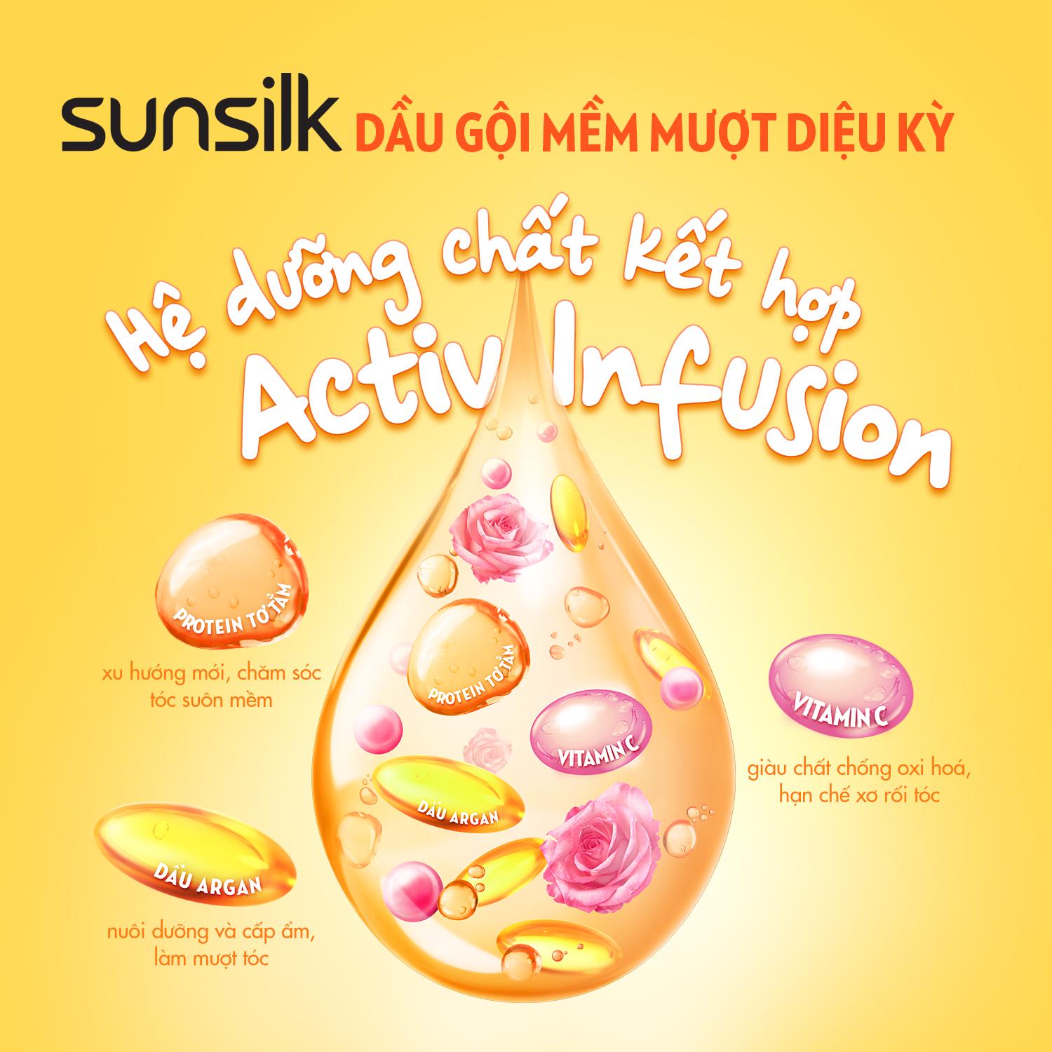 Dầu gội Sunsilk 650g làm sạch và mềm mượt tóc gấp 5 lần, cho mái tóc ngát hương suốt 48h