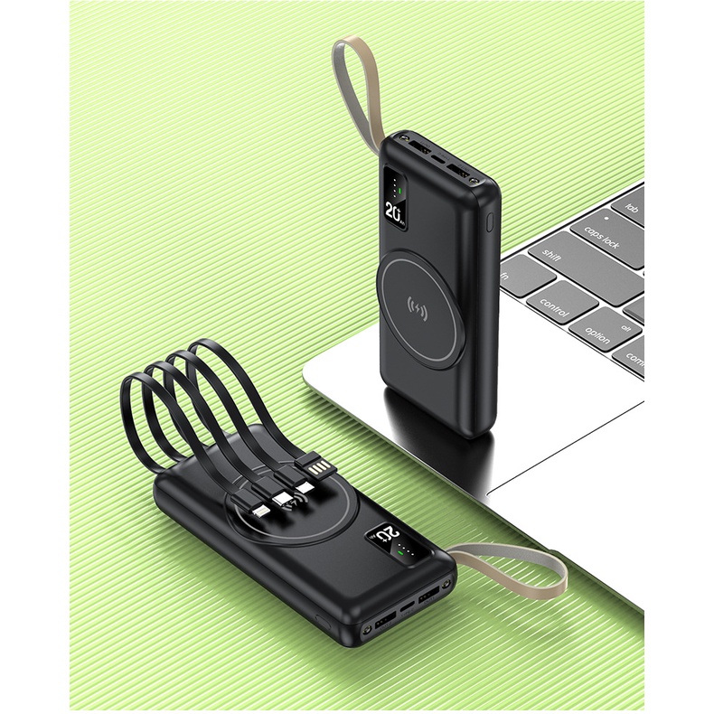 Pin sạc dự phòng NUTEK JDB Y106 20000mAh cảm ứng kèm 4 đầu sạc