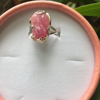 Nhẫn tỳ hưu đá ruby bọc bạc