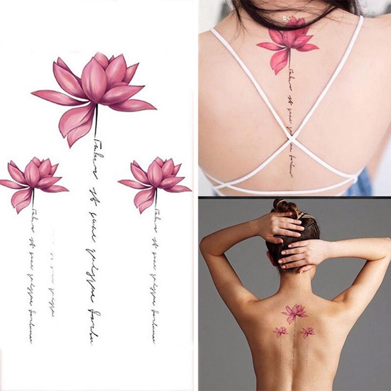 servise.vn Hình xăm dán cơ thể tạo hình bông sen 3D 12*19cm