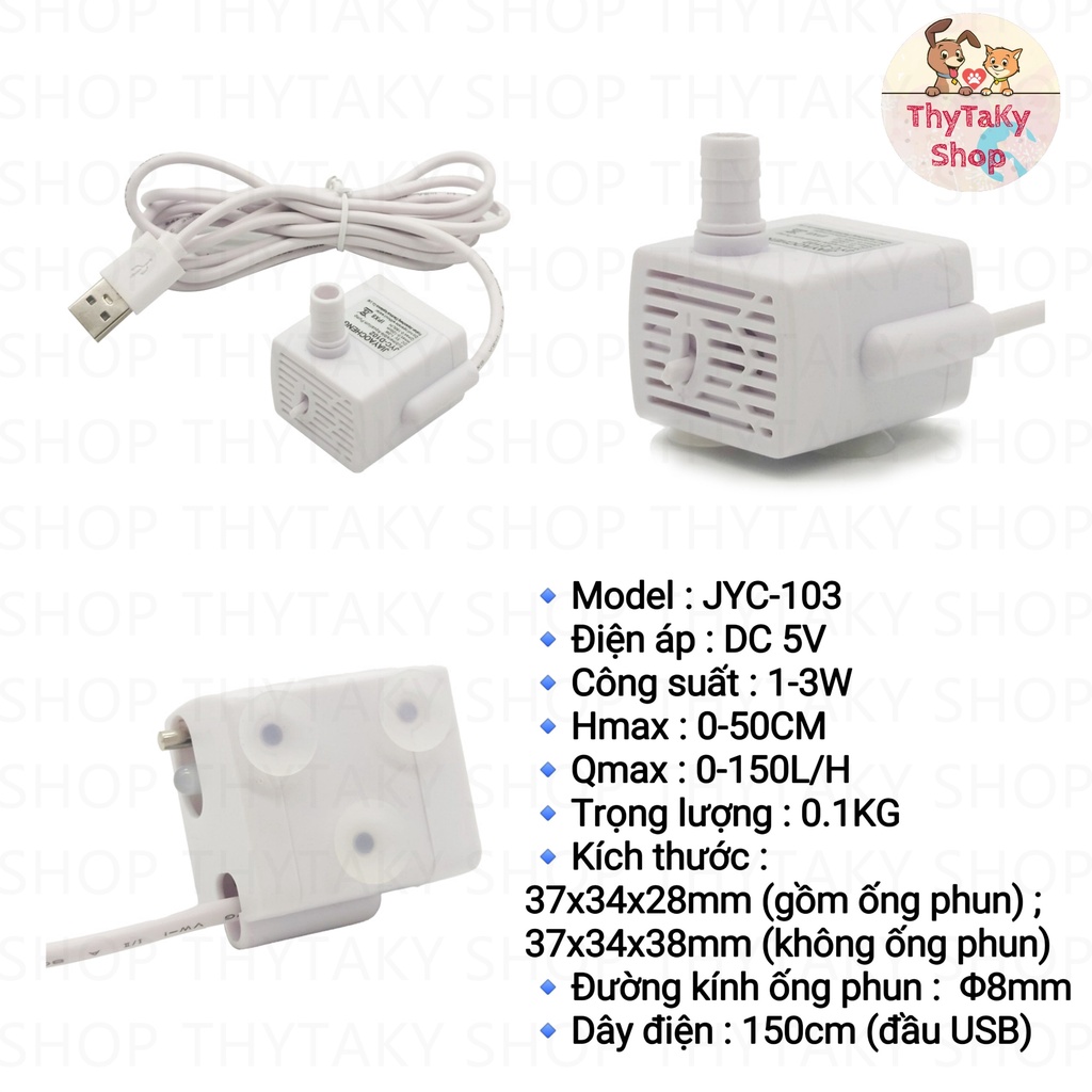 Máy bơm đèn led hết nước tự ngắt điện cho máy uống nước chó mèo máy lọc nước thú cưng JYC-103
