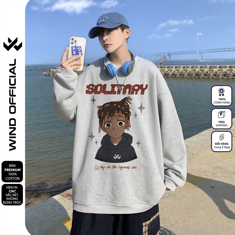 Áo sweater form rộng WIND unisex SOLITARY oversize tay dài thời trang nam nữ ulzzang