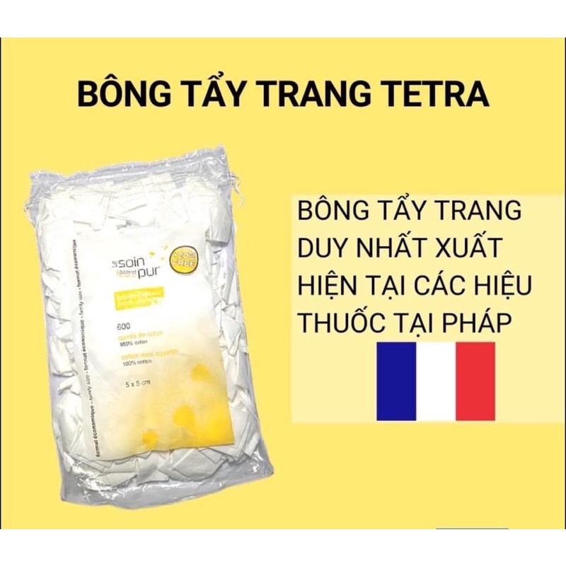 Bông tẩy trang Pháp Tetra 600 miếng