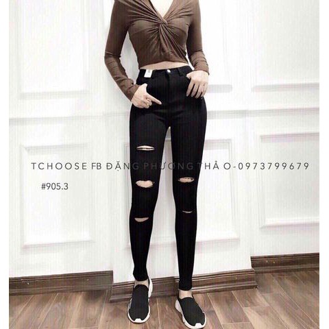 Jean đen rách line 5 đường JF10 - Krixi