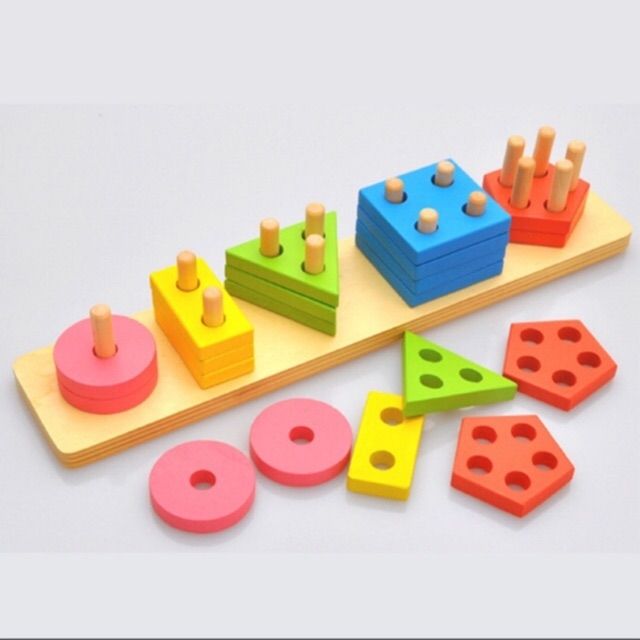 Đồ chơi thông minh] Trụ gỗ nhiều màu sắc Đồ Chơi MONTESSORI