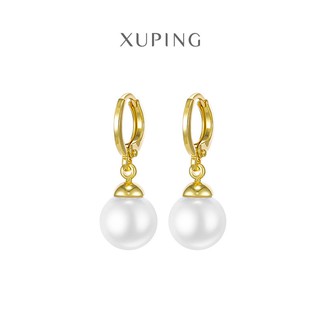 Bông Tai Nữ Mạ Vàng 24K, Đính Hạt Cườm Dáng Khoen Tròn Cổ Điển - XPBT85