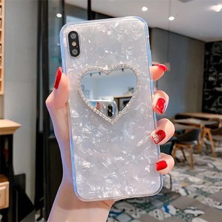 [ IPHONE ] ỐP Lưng vân Đá Trắng Gương Trái Tim