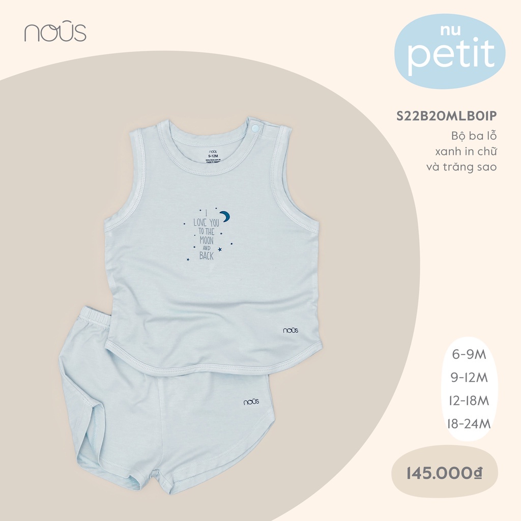 Bộ Quần Áo Ba lỗ Nous bé trai bé gái- Chất Liệu Nu Petit