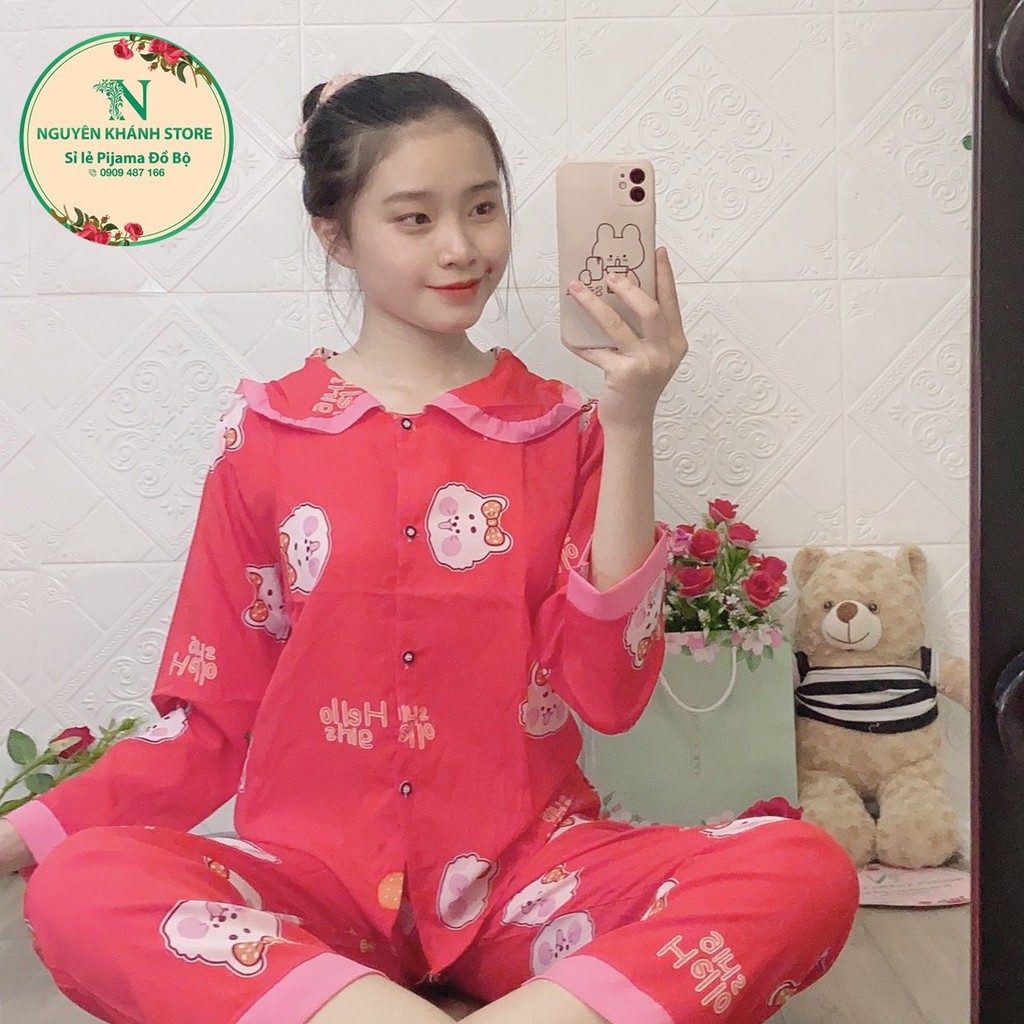 Đồ Bộ Pijama Tiểu Thư Tay Dài Vải Kate Thái Chuẩn Loại 1,CAM KẾT ĐÚNG MẪU, size dưới