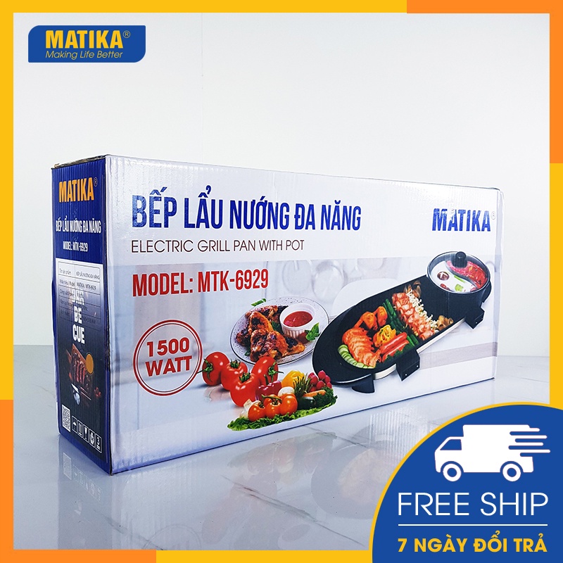 Bếp Lẩu Nướng MATIKA Đa Năng 2in1 MTK-6929