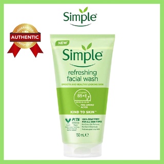 Sữa rửa mặt simple refreshing facial wash 150ml - gel rửa mặt cho da nhạy cảm