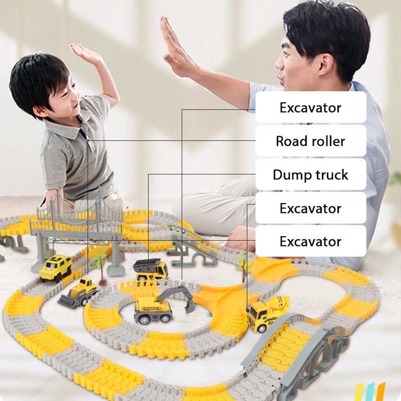 Bộ đồ chơi lắp ráp Zhan Qi Toys đường ray xe hơi chạy tốc độ cao cho bé