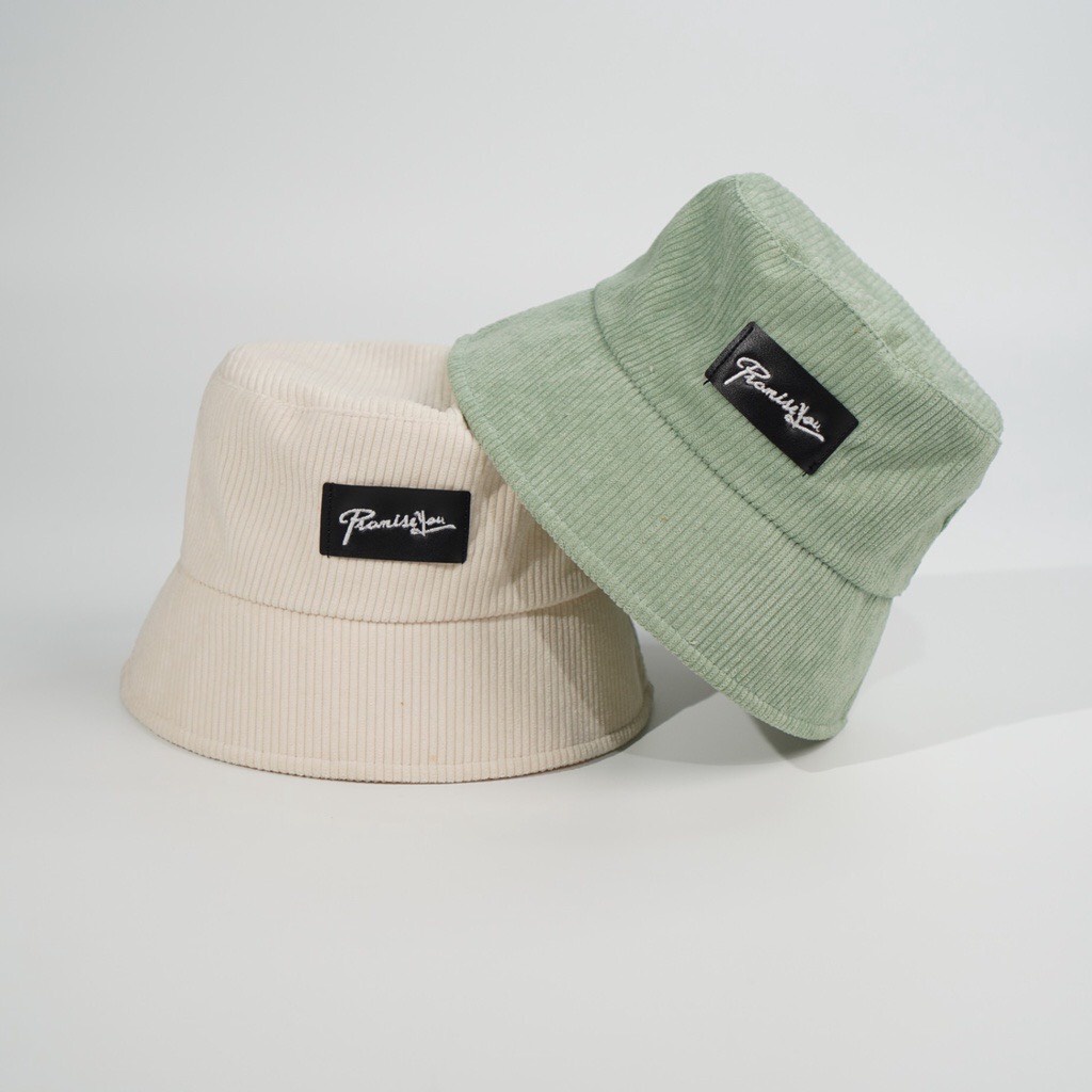 Mũ bucket vành cụp Nón tai bèo thêu PromissYou chất nhung tăm cao cấp form unisex nam nữ