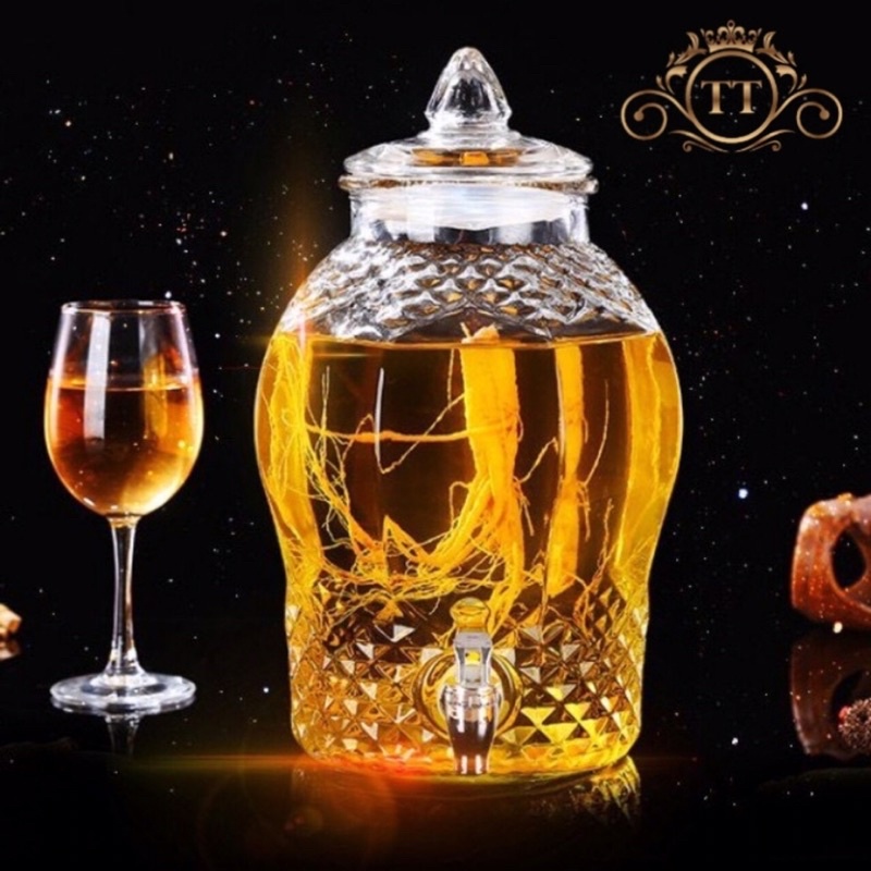 Bình ngâm rượu thủy tinh kim cương 15 lít ( CÓ VAN ) &amp; KHÔNG VAN