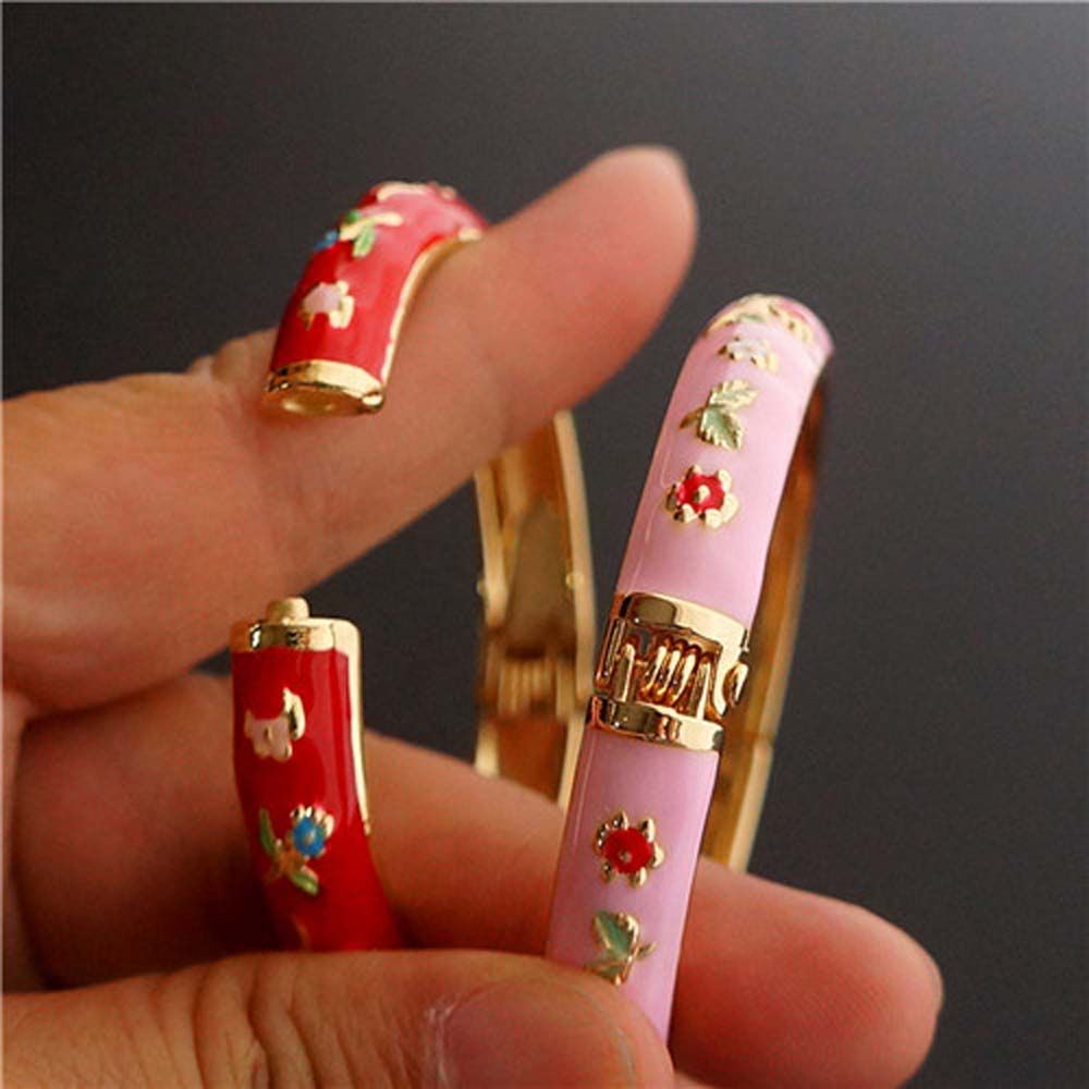Vòng tay mặt hoa tráng men phong cách vintage