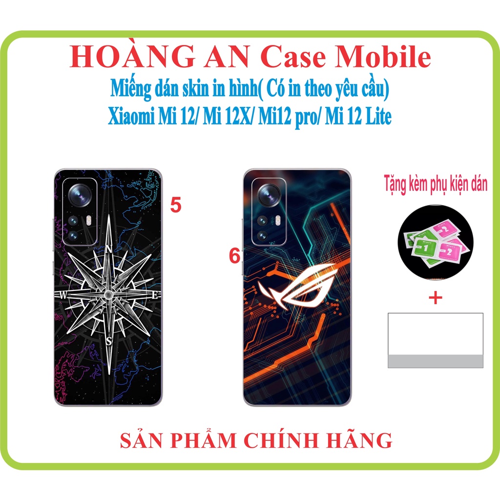 Miếng dán skin dành cho điện thoại xiaomi Mi12/ Mi 12X/ Mi 12 Pro/ Mi 12 Lite