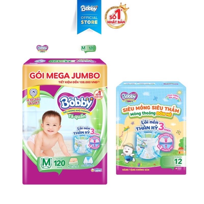 Tã quần BOBBY MEGA JUMBO XL92/XXL84/M120/L104