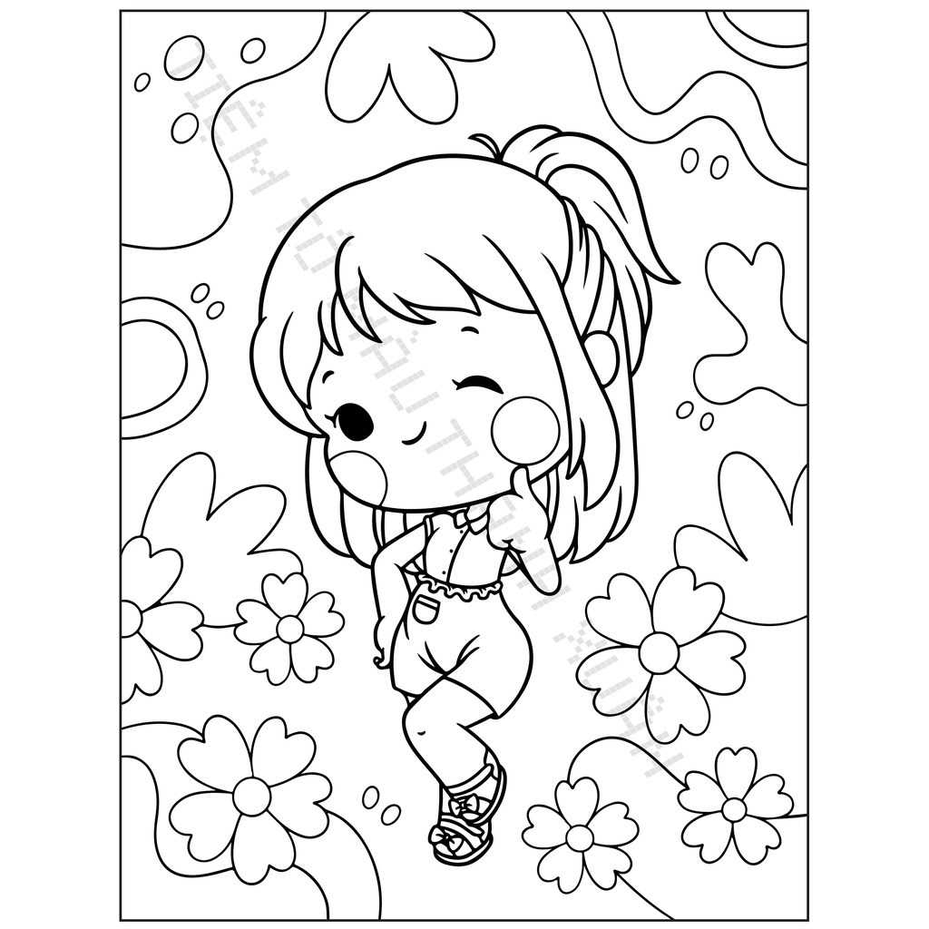 Set 20 Tờ Tranh Tô Màu Hình Bé Gái Đáng Yêu Tô Màu Sáp, Màu Chì - Tiệm Tô Màu Thanh Xuân