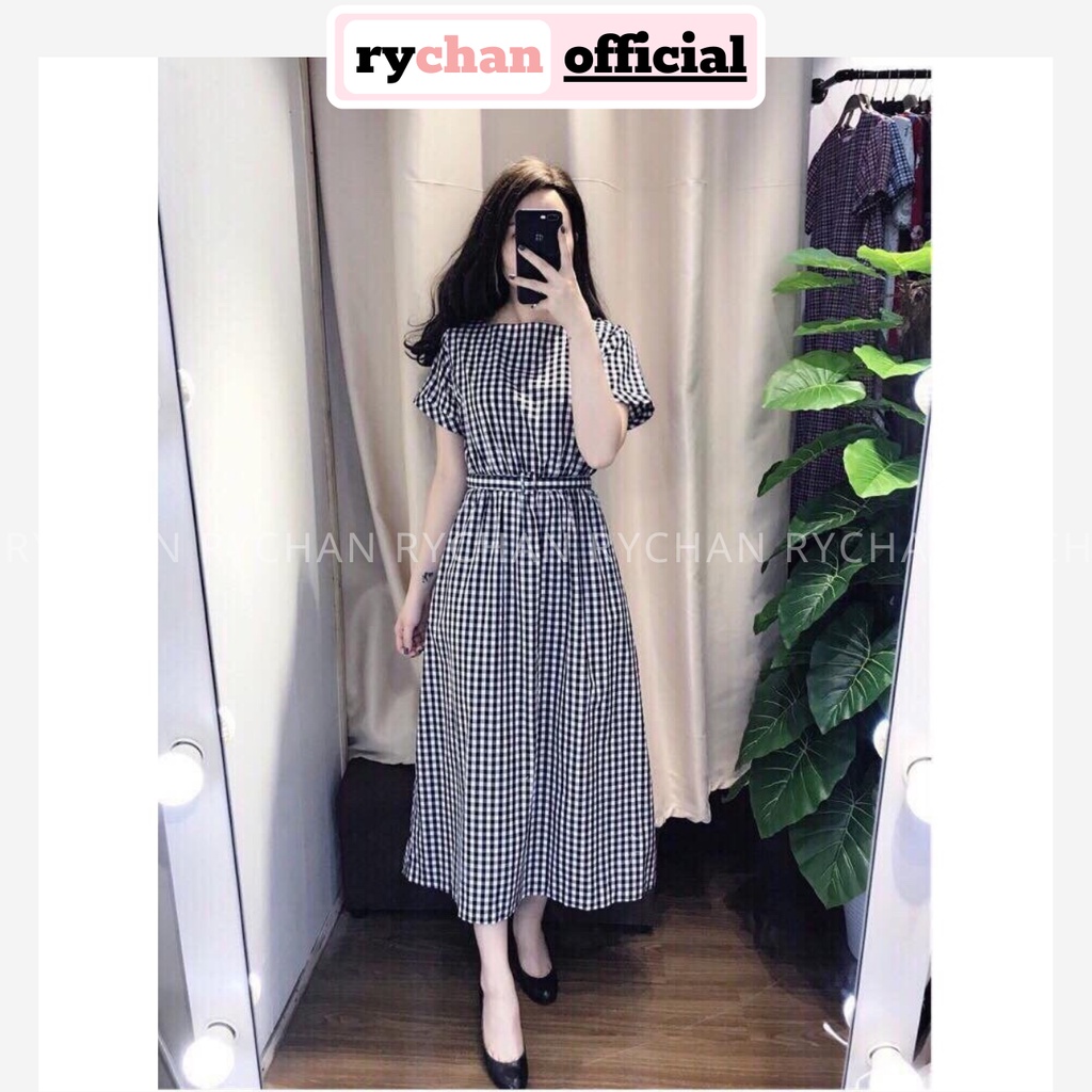 DM488 - Đầm Maxi Caro Form Dài Kèm Belt